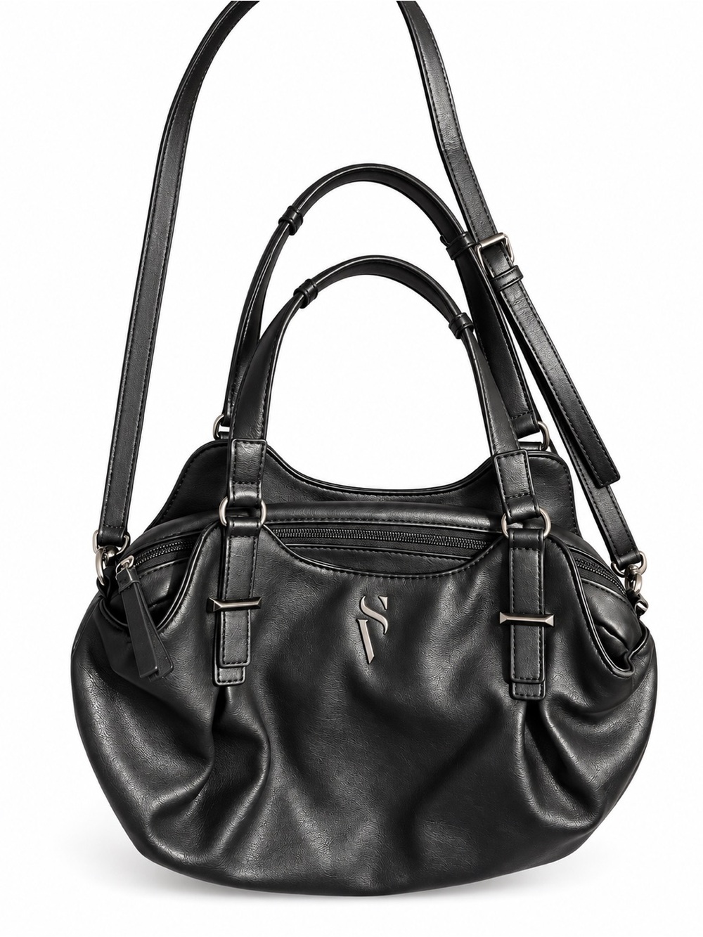 Simply Vera Wang Black Buena Satchel Crossbody Bag - Perfect Condition